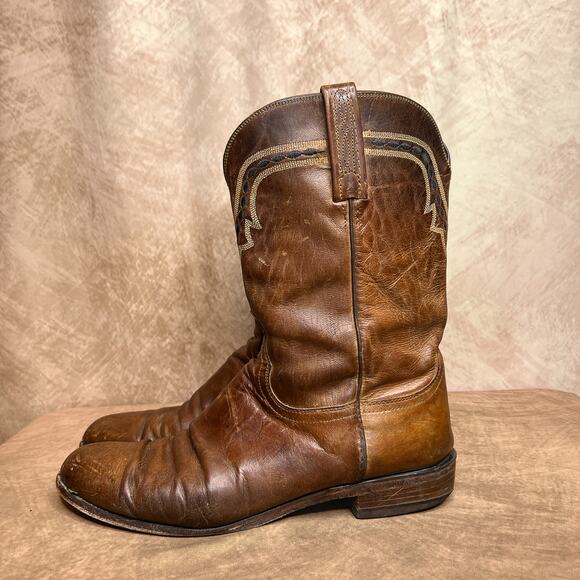 Vintage 90s Lucchese 2000 Leather Western Boots Embroidered Cowboy Rodeo Y2K main image 8